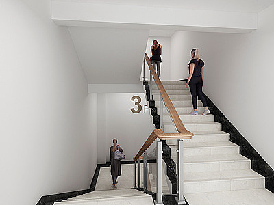 C4D3d现代扶手楼梯模型下载模型