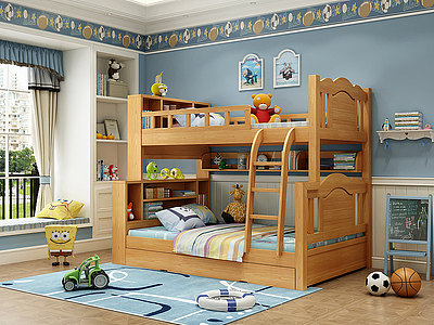 3d卧室儿童上下床模型
