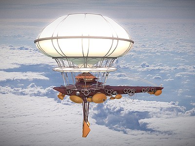 C4D热气球飞艇空中气球艇模型模型