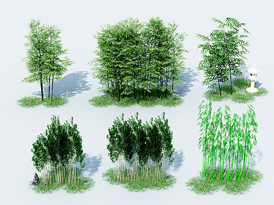 3d现代竹子景观模型