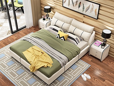 3d卧室皮床模型