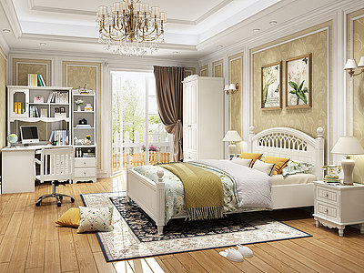 美式卧室模型