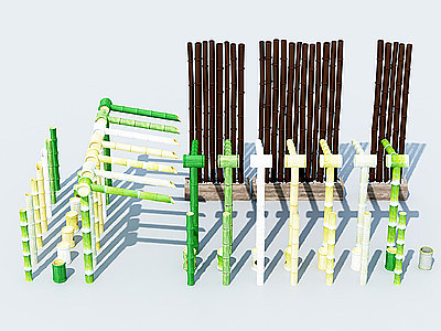 竹竿隔断模型3d模型