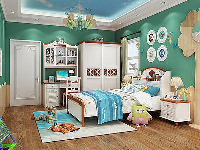地中海卧室儿童床模型3d模型