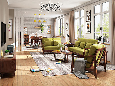北欧客厅沙发模型3d模型