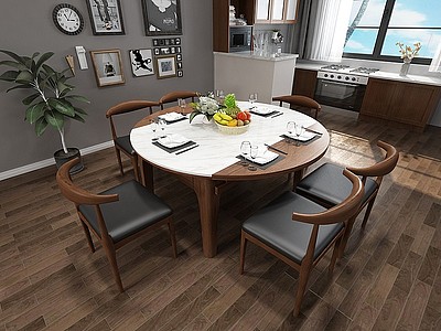 北欧餐桌椅子模型3d模型