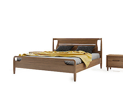 3d实木床模型