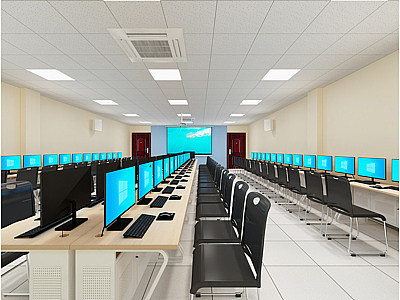 电脑教室模型3d模型