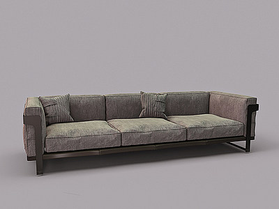 布艺金属框竹节底座沙发模型3d模型