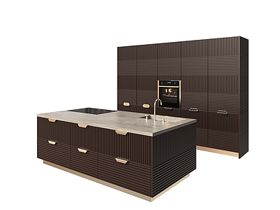 橱柜洗菜台厨房一体化3d模型