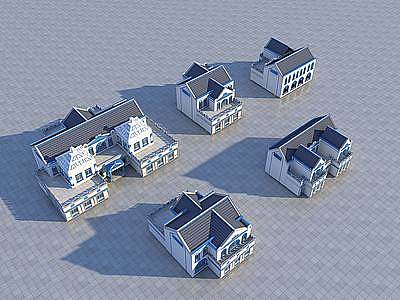 3d蒙古别墅组合模型