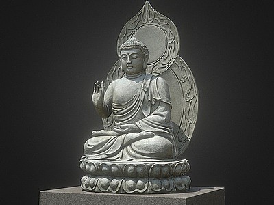 中式佛像雕塑小品如来佛祖3d模型