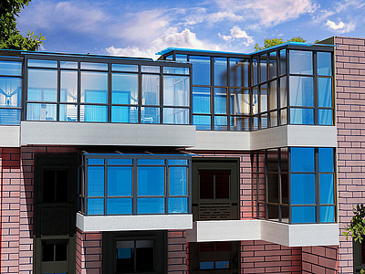别墅外景阳光房玻璃模型
