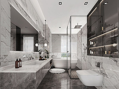 现代卫生间浴室模型