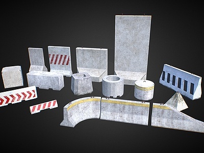 市政道路栏杆交通配件模型