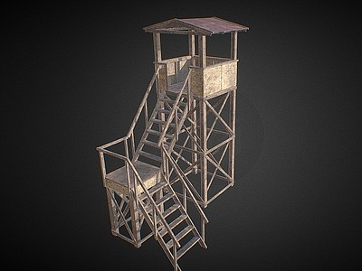 3d景观塔楼瞭望塔观测站模型