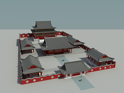 古代寺庙整体模型