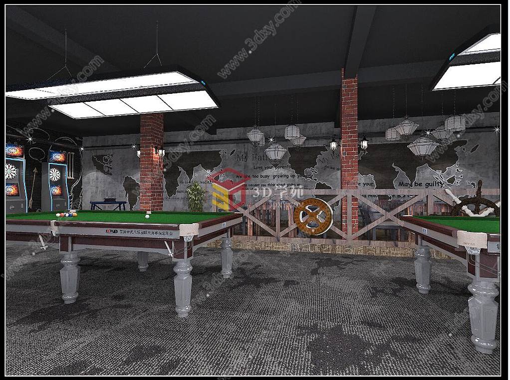 工业风格台球厅3D模型
