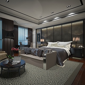 高级酒店卧室整体模型