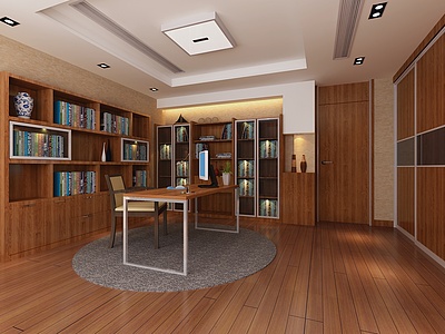 办公楼书房整体模型