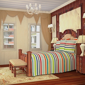 美式卧室整体模型
