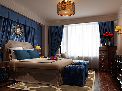 美式风格卧室3d模型