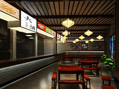 客家风格餐厅3d模型
