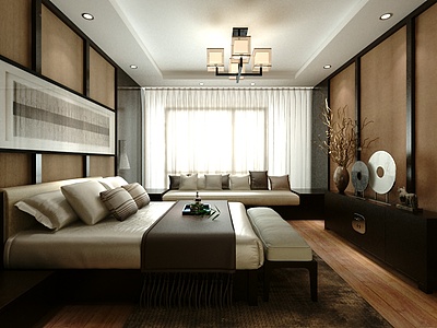 中式卧室3d模型3d模型