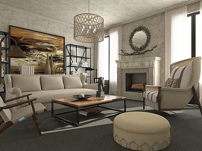 现代客厅沙发整体模型