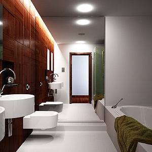 现代卫浴洗手间浴缸整体模型