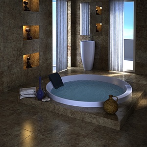 现代豪华浴缸整体模型