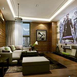 现代家装简约客厅整体模型