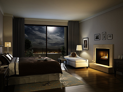 现代欧式家装卧室整体模型