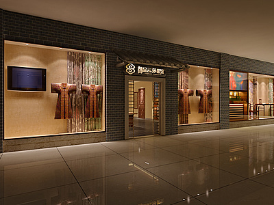 现代中式服装店整体模型