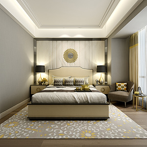 现代欧式家装卧室整体模型