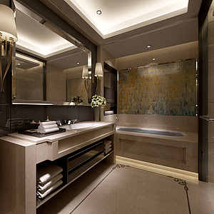 现代宾馆酒店浴室整体模型