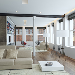 现代家装客厅整体模型
