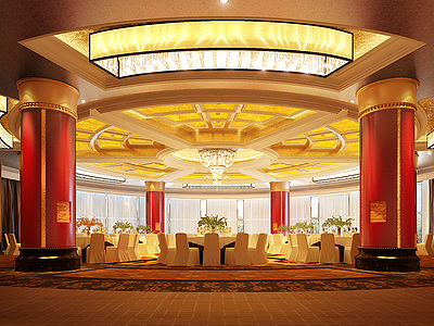 中国饭店宴会厅整体模型