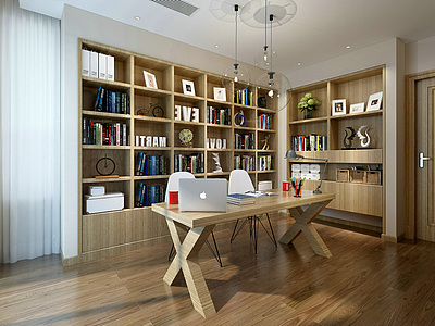 现代家装书房整体模型