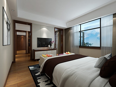 新中式卧室3d模型3d模型