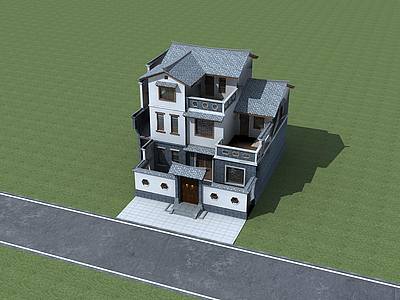 中式别墅3d模型