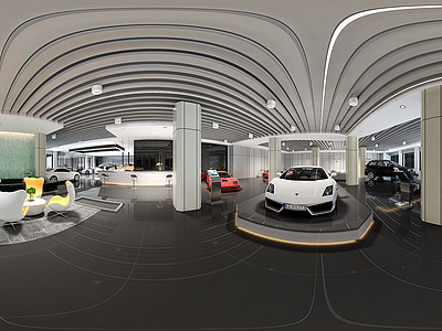 汽车销售展厅全景整体全景模型