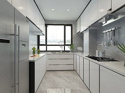 现代简约风格客厅厨房卧室3d模型3d模型