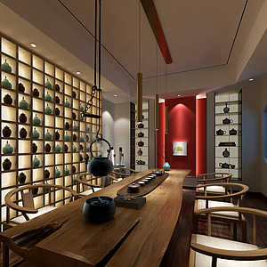 中式茶室整体模型