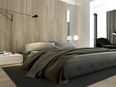现代卧室模型整体模型