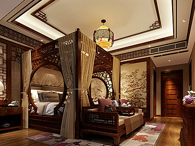 中式卧室整体模型