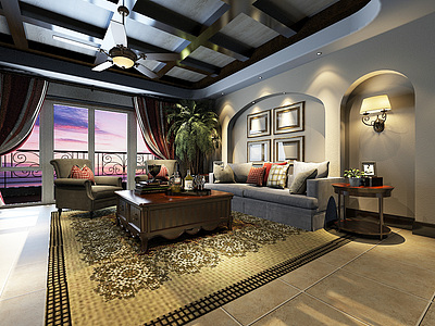 东南亚风格家装客厅3d模型3d模型