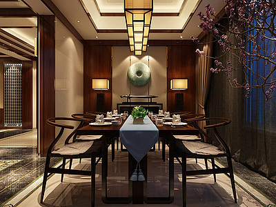 中式餐厅整体模型