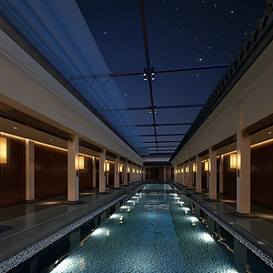 酒店泳池整体模型