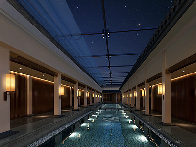 酒店泳池3d模型